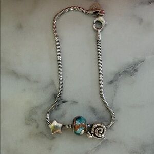 Persona Sterling Silver Youth Charm Bracelet with Blue and Gold Accents